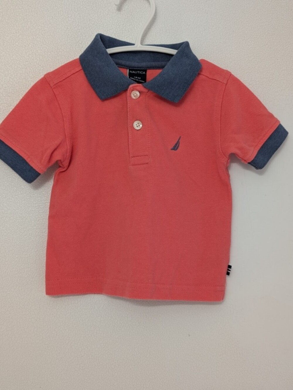 Nautica Coral Polo with Navy Trim - Kids 18 M